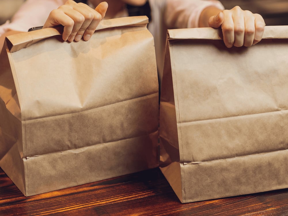 Stock Image of Brown Paper Takeout Food Bags