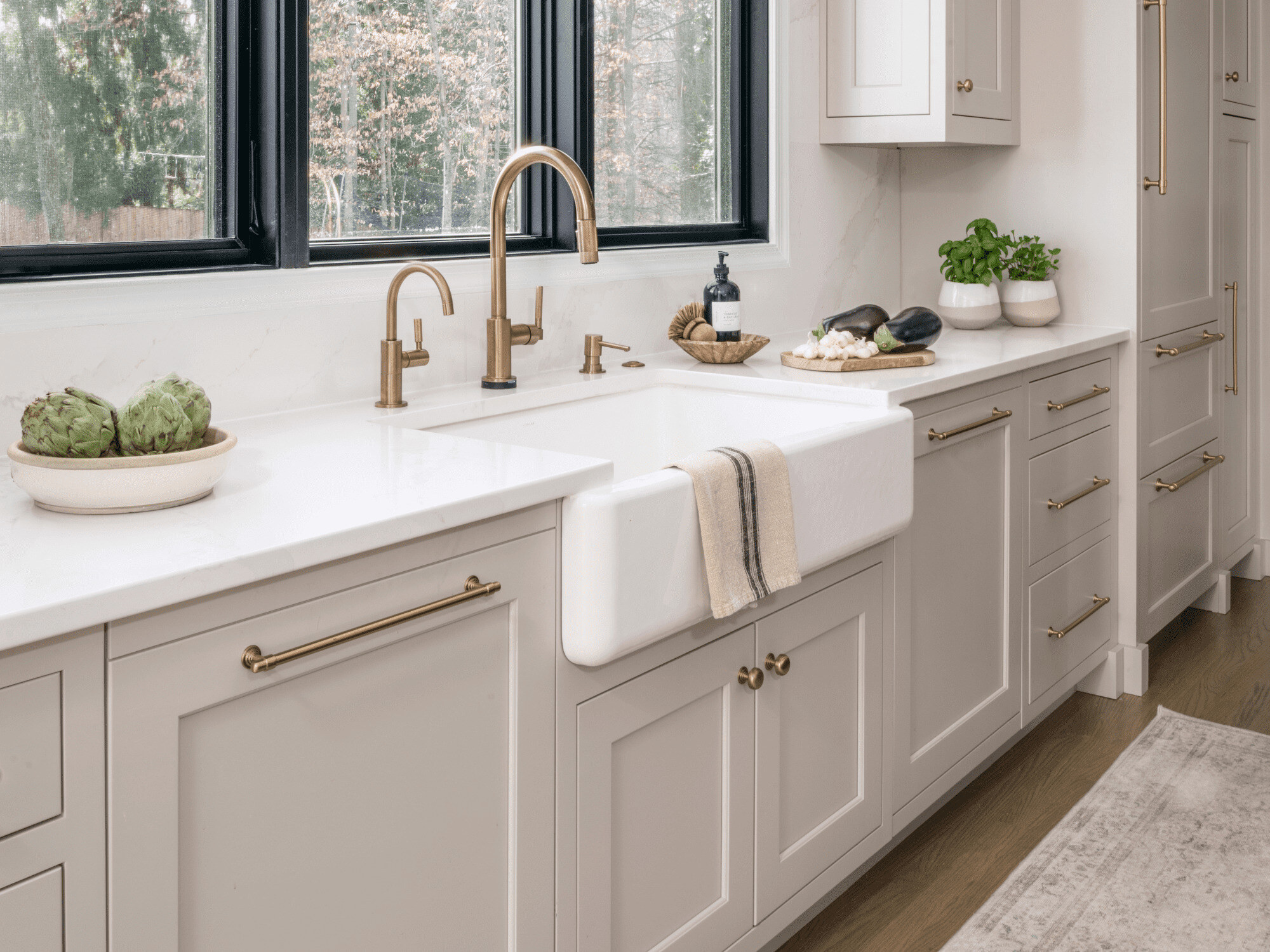 Kitchen Sink with Large Windows in Renovation