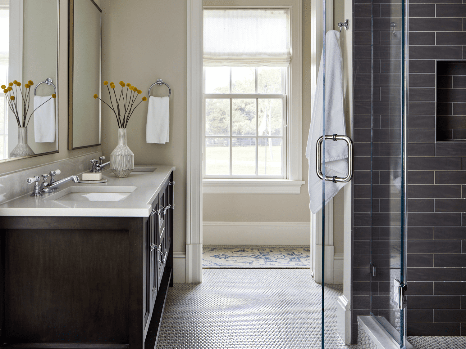 Bathroom Remodel in DC with Tiled Shower and Double Vanity